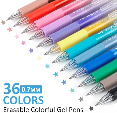 Solati 36 Colors Erasable Gel Pens, Fine Point 0.7mm Colored Erasable Pens, Make Mistakes Disappear, Assorted Color Inks for Writing, Journaling, Taking Notes, School Office Home (36 colors)