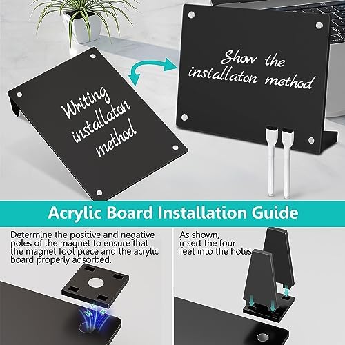 2PCS Black Acrylic Calendar Dry Erase Board with Stand for Desk, 16x12 Large Desktop Monthly Whiteboard Magnetic Fridge Memo Board, Daily Planner Chalkboard Easel for Office, School