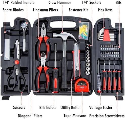 CARTMAN 140-Piece Household Tool Kit, Hand Tools Set