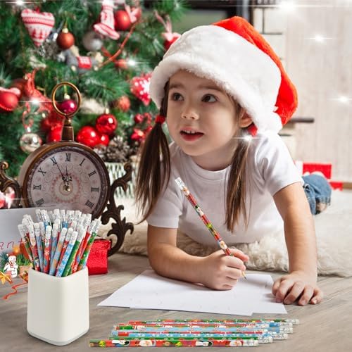 Zuazaor 500 Pieces Christmas Pencils With Erasers in Bulk - Cute Wooden Pencils for Office School Supplies and Kids (Christmas)