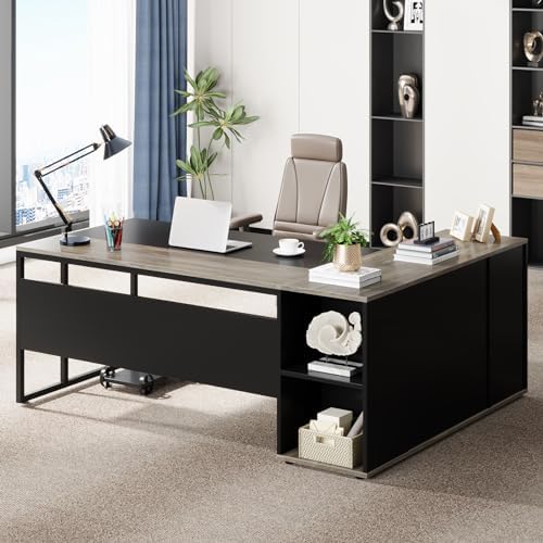 Tribesigns 71 inch Executive Desk, L Shaped Desk with Cabinet Storage