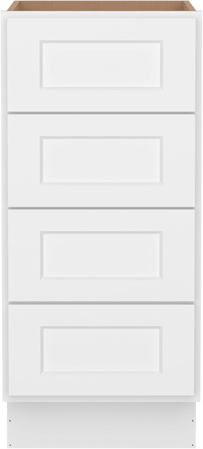 Furinno Shaker Drawer Base Kitchen Cabinet with 4-Drawers, Ready to Assemble, 24 D x 15 W x 34.5 H, White