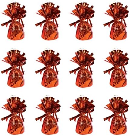 Beistle Orange Metallic Balloon Weights, 12 Pack, 6-Ounce Balloon Anchors