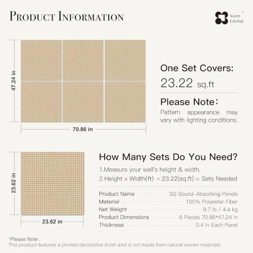 Soon Global Acoustic Wall Panels, Cane Lattice