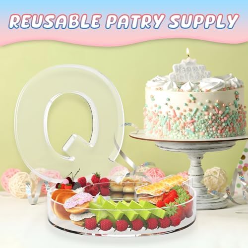 13.8" Extra Large Acrylic Letter Charcuterie Board Box, Reusable Fillable Letter Cake Candy Dish Display Serving Tray for Birthday Anniversary Party Decoration (Q)