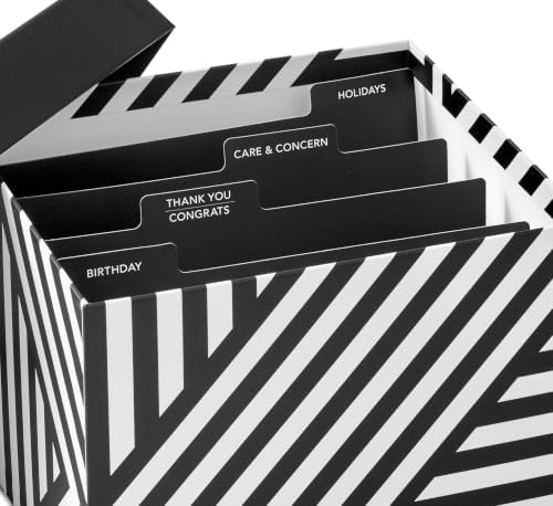 Hallmark Bulk All Occasion Cards, 100-Pack with Organizer (Black Stripes)