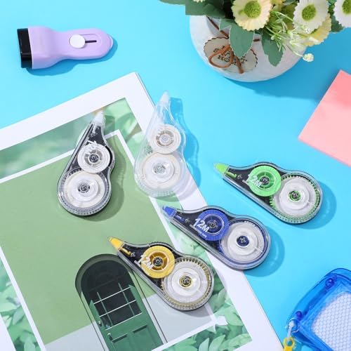 AmazingSpark 100 Pcs White Correction Tape Bulk, 39.4 Ft, Tear-resistant Easy to Use Applicator for Instant Corrections for School Office Note,Tape Width 0.2 in (5 Classic Colors)