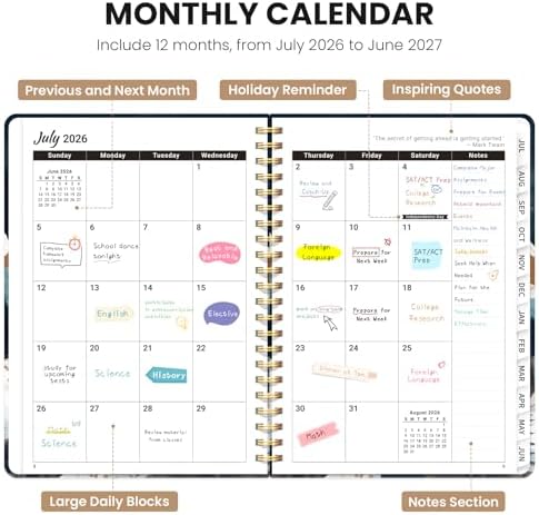 ZOTIA Planner 2026-2027 Jul 2026-Jun 2027 Academic Monthly & Weekly Planner