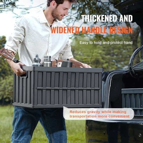 VEVOR 65L Collapsible Storage Bins with Lids 3 Packs, Stackable Crates