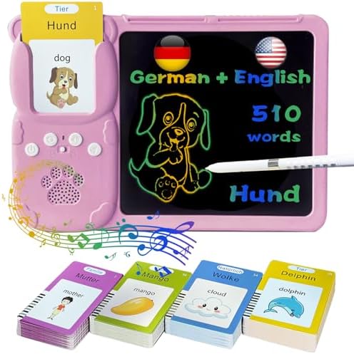 Talking Flash Cards with Writing Tablet - German English, Pink