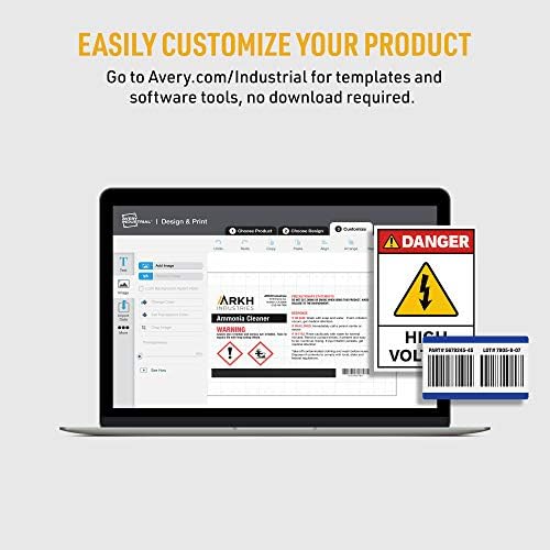 Avery White Asset Tag Labels, 3-3/4" x 2", Tamper-Evident Laser Printable Tags, 64 Waterproof Labels (60538)