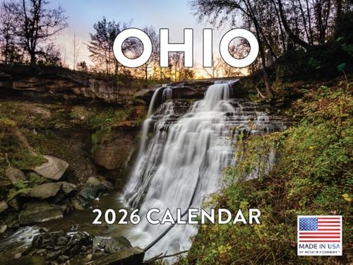 Ohio Calendar 2026 Wall 12 Month Monthly OH Scenic Souvenirs Ohioan Themed Gifts | American Made In The USA