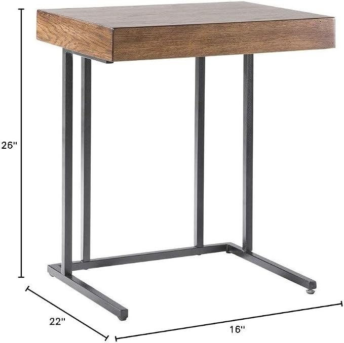 Madison Park Wynn Accent Wood with Metal Frame Snack Modern Home Office Laptop Stand with Drawer Bed Side Table Sofa For Living Room, Small
