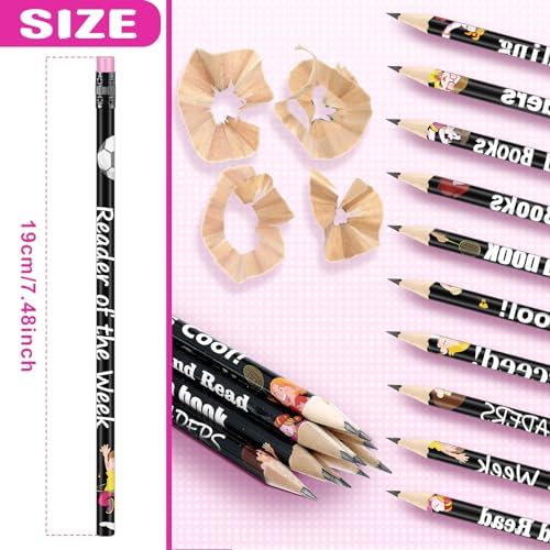 Tenare 150 Pcs Reading Motivational Pencils Bulk Fun Reading Pencils Wooden with Eraser Inspirational School Pencil Assorted Readings Black History Month Pencil for Reward Gift Stationery Party Favors