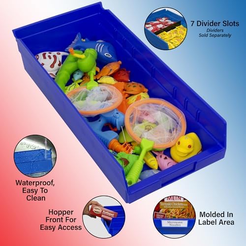 Akro-Mils 30158 Heavy Duty Plastic Shelf Bins, 18"x 8"x 4", Clear, 12-Pack