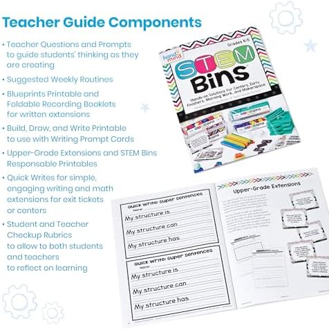 hand2mind STEM Bins Comprehensive Set by Brooke Brown, STEM Bins for Classroom, STEM Manipulatives for Elementary, STEM Activities, Kids Engineering Building Kits, Science Teacher Supplies (Set of 16)