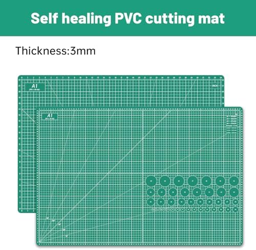 Headley Tools Thickened 24 x 36 Inch Self Healing Sewing Cutting Mat, A1 Rotary Cutting Sewing Mat for Crafts, Double Sided 5-Ply Table Cutting Board for Fabric Quilting Leather Hobby, (Green)