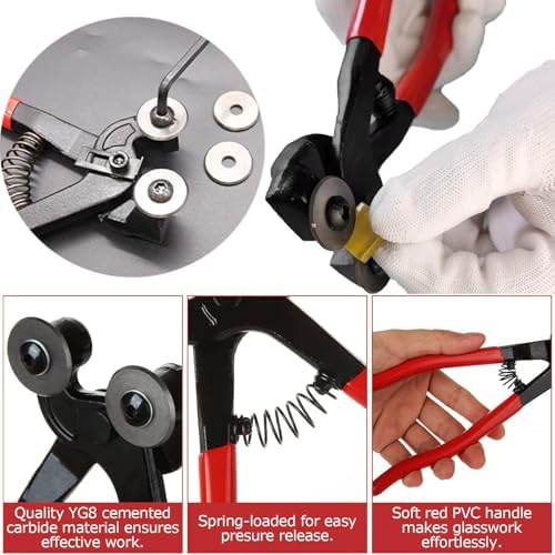 Glass Cutting Tool Kit with Tile Nipper, Glass Cutter,Running Pliers, Breaker Pliers, Replacement Blades, Storage Case for Stained Glass, Tiles, Mosaic, Mirrors
