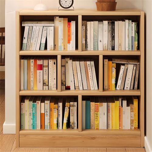 Lumber Organizer Shelf 3/4 Shelves, Lateral Filing or Vertical, Closed Back Floor-Standing Bookshelf Rack Bookcase Cabinet Tiered Shelf Grid Storage Unit Natural 31.5" L x 9.4" W x 40.9" H