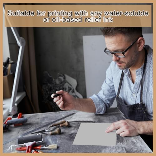 Yeaqee 2 Pcs 6 x 6 Inch Linoleum Blocks for Printmaking, Gray