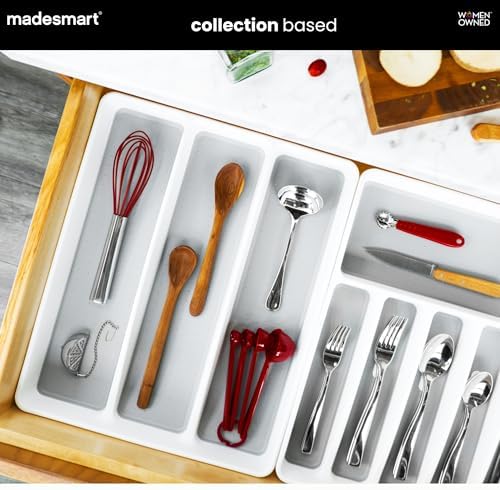 madesmart Classic Expandable Compartment Utensil Tray, White