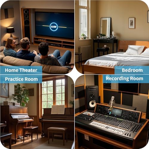 Art3d 10-Pack High-Density Acoustic Panel with Acrylic Tape, Black