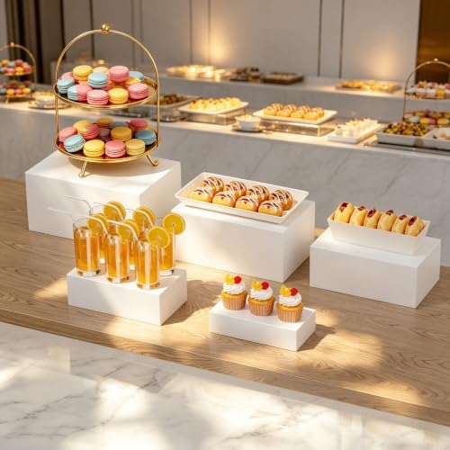 Display Stand, Display Risers - 5 Pcs Metal Rectangle Cake Stand for Buffet