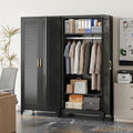 71" Louvered Black Metal Storage Cabinet with Doors and Shelves, Steel Armoire Wardrobe Closet with Sturdy Hanging Rod for Home Office Bedroom, 18" Deep
