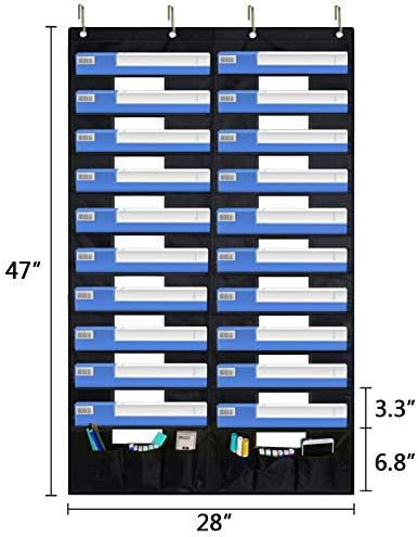 EAMAY Hanging File Folder Organizer Wall Mounted - 20 Pockets and 6 Learning Tool Wall File Folders, Office Supplies File Document Organizer Holder Pocket Chart for Offices, Classroom or Home