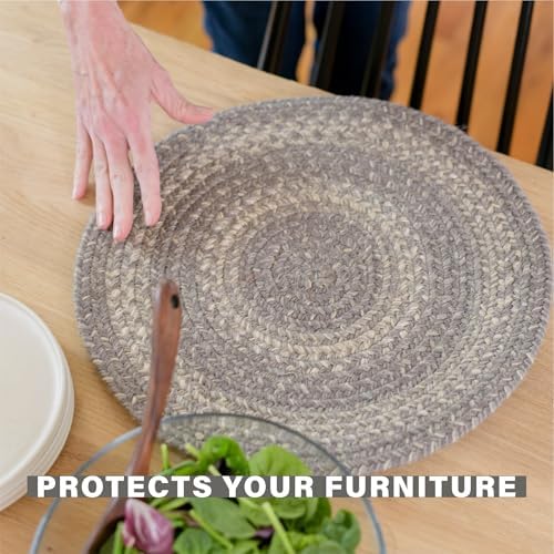 Homespice Grey Cloud Jute Braided Coasters, Round 4" Set of 6