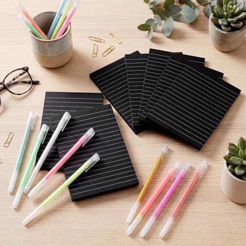 Yinder 24 Pcs Black Sticky Notes 4 x 6 Inch with Metallic Marker Pens
