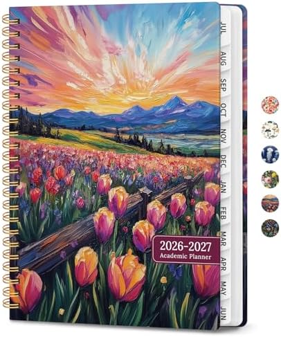 Large Planner 2026-2027, A4 (8.5" x 11") Hardcover Weekly & Monthly Planner July 2026 - June 2027 with Monthly Tabs, Academic Planner for School, Work and Office, Radiant Pastures