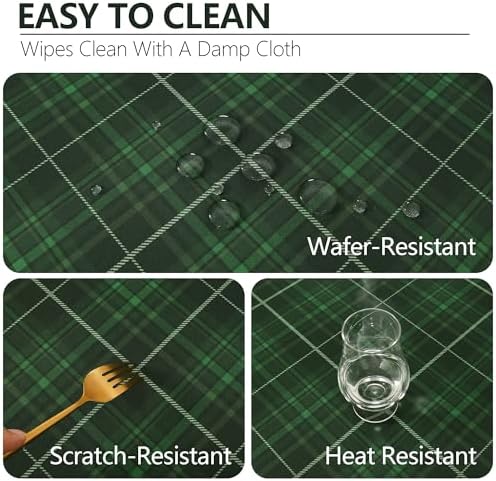DWCN Checkered Tablecloth, 60 x 84 Inch, Rectangular, Christmas Green