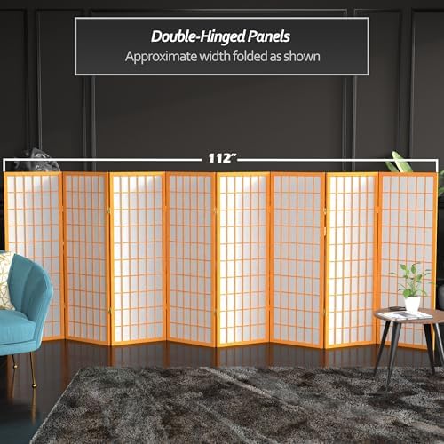 Red Lantern 4 ft. Short Window Pane Shoji Screen - Honey - 8 Panels