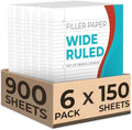 Rosmonde 900 Sheets Loose Leaf Paper, 6 Pack, Wide Ruled Filler Paper
