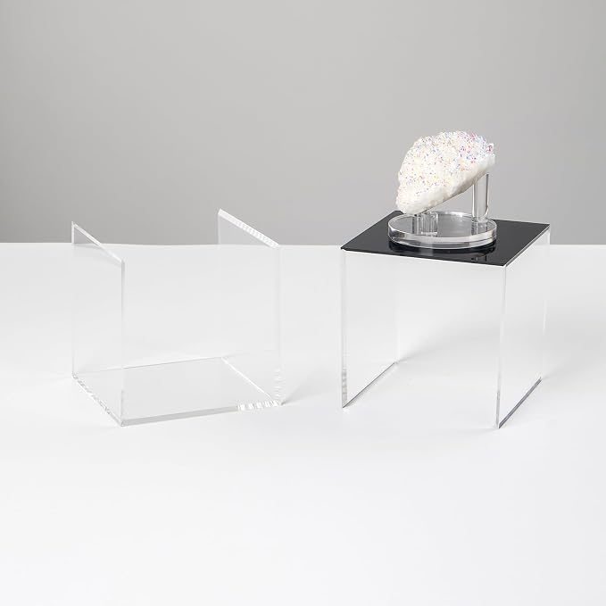 4x4x4Inch Transparent Acrylic Cube Containers with Lid Storage Box | Square Action Figures Home Storage Organizing Toys Craft Supplies Display Case, Countertop Plexiglass Display Case