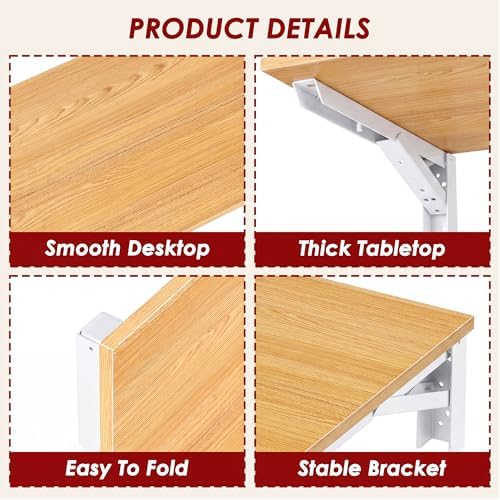 Need 47x20IN Wall Mounted Folding Table for Office Laundry Teak