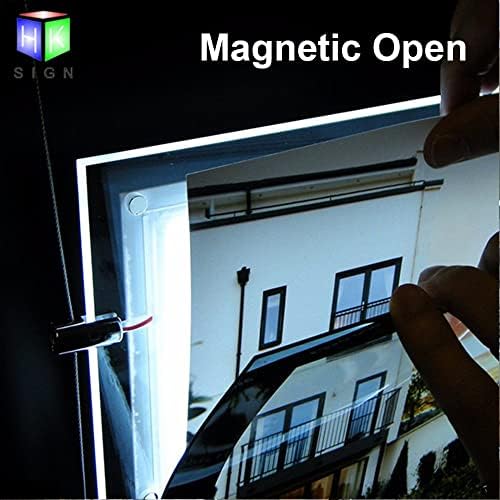 HKSIGN-A4 Acrylic Photo Frame Display Box Led Boards Backlit 8.5X11 Poster Frame Floor Sign Temporary Window Hanging Sign (4pcs A4 Portrait row)