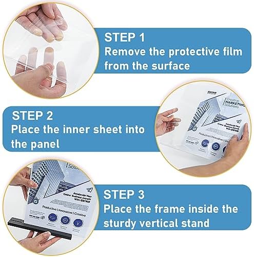 Acrylic Sign Holder 4x6, 12 Pack Clear Double Sided Menu Vertical Display Stand for Restaurants, Office, Store, Show Fair