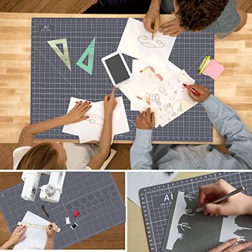 Headley Tools Thickened 24 x 36 Inch Self Healing Cutting Mat, Durable A1 Double Sided 5-Layer Craft Cutting Board for Fabric, Quilting, Sewing, Hobby, Scrapbooking, Arts and Crafts Project, Dark Gray