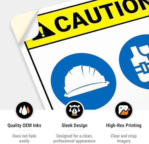 Hard-Hat and Safety Vest Required Sign, ANSI Caution Sign,