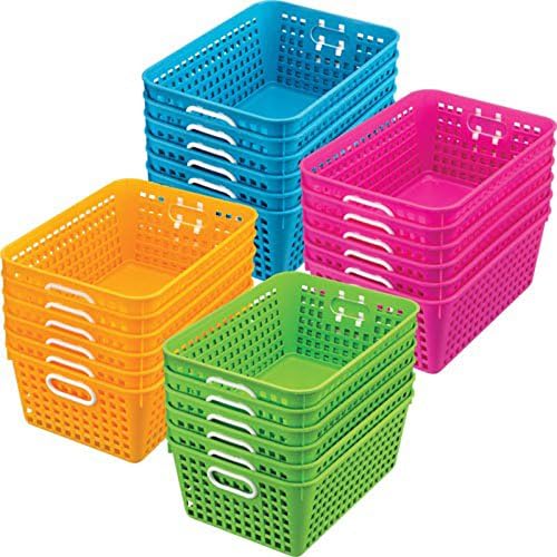 Really Good Stuff Large Plastic Book Baskets, 13.25" by 10" by 5.5"-12-Pack
