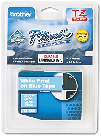 Brother Genuine P-Touch TZE-545 Tape, 3/4" (0.7") Standard Laminated P-Touch Tape, White on Blue, for Indoor or Outdoor Use, Water-Resistant, 26.2 ft (8 m), Single-Pack