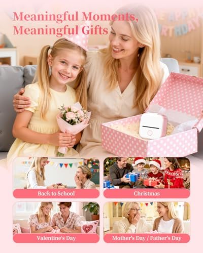 Memoking Sticker Printer, T02 Portable Mini Printer Gifts for Teen Girls