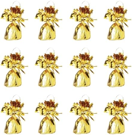 Beistle 50804 GD Metallic Wrapped Balloon Weights, Gold, 6 Ounces, 12-Piece