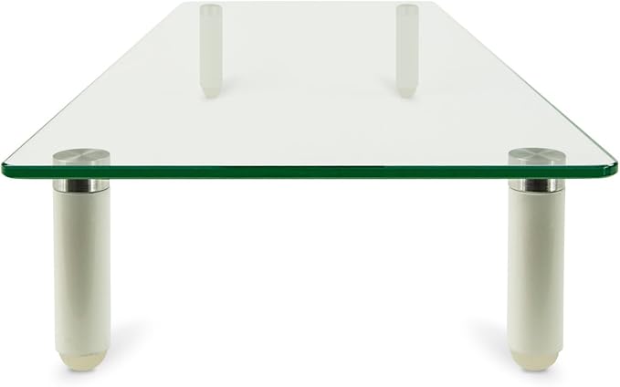Mount-It! Glass Desktop Monitor Stand Riser, 22", 44 lbs | Raised laptop stand and organizer, clear tempered glass, supports computer screens and office desk supplies.