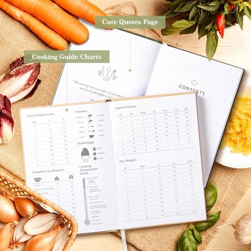 Lanpn A5 Blank Recipe Book Cookbook to Write in Your Own Recipes, Leather Cover Waterproof Empty Cooking Journal for 70 Recipes, Recipe Notebook with Stickers to Organize Your Family Recipes, Oat