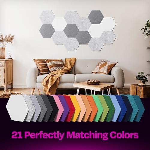 Acoustic Panels 12-Pack Soundproof Wall Panels 12"X10.4"X0.4" Sound Panels High Density Sound Dampening Panels - [Light Gray Hexagon]