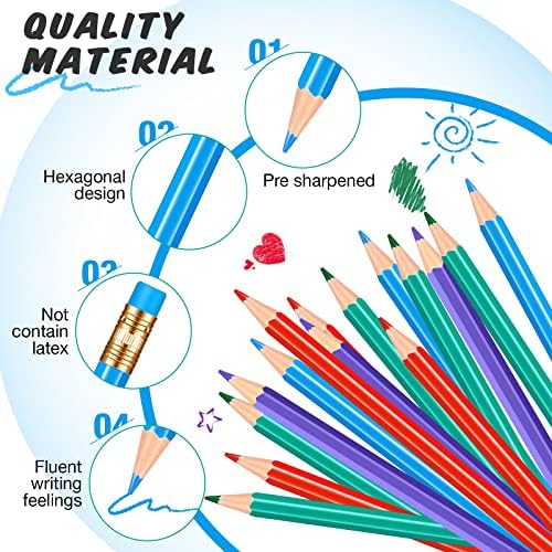 Tatuo 60 Pcs Pencils Pre Sharpened Checking Pencils with Eraser Erasable Colored Pen for Map Coloring Tests Sketch School Office Editing Kids Adults Favors Grading(Lovely Color)