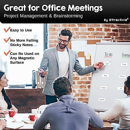 Attractivia Dry Erase Magnetic Labels 2.8 x 1.2 in, Dry Erase Magnets, 60-Pack, White Erasable Write-On All-Purpose Labels, for Office, Education, Home, Whiteboard, Magnetic Name Tags